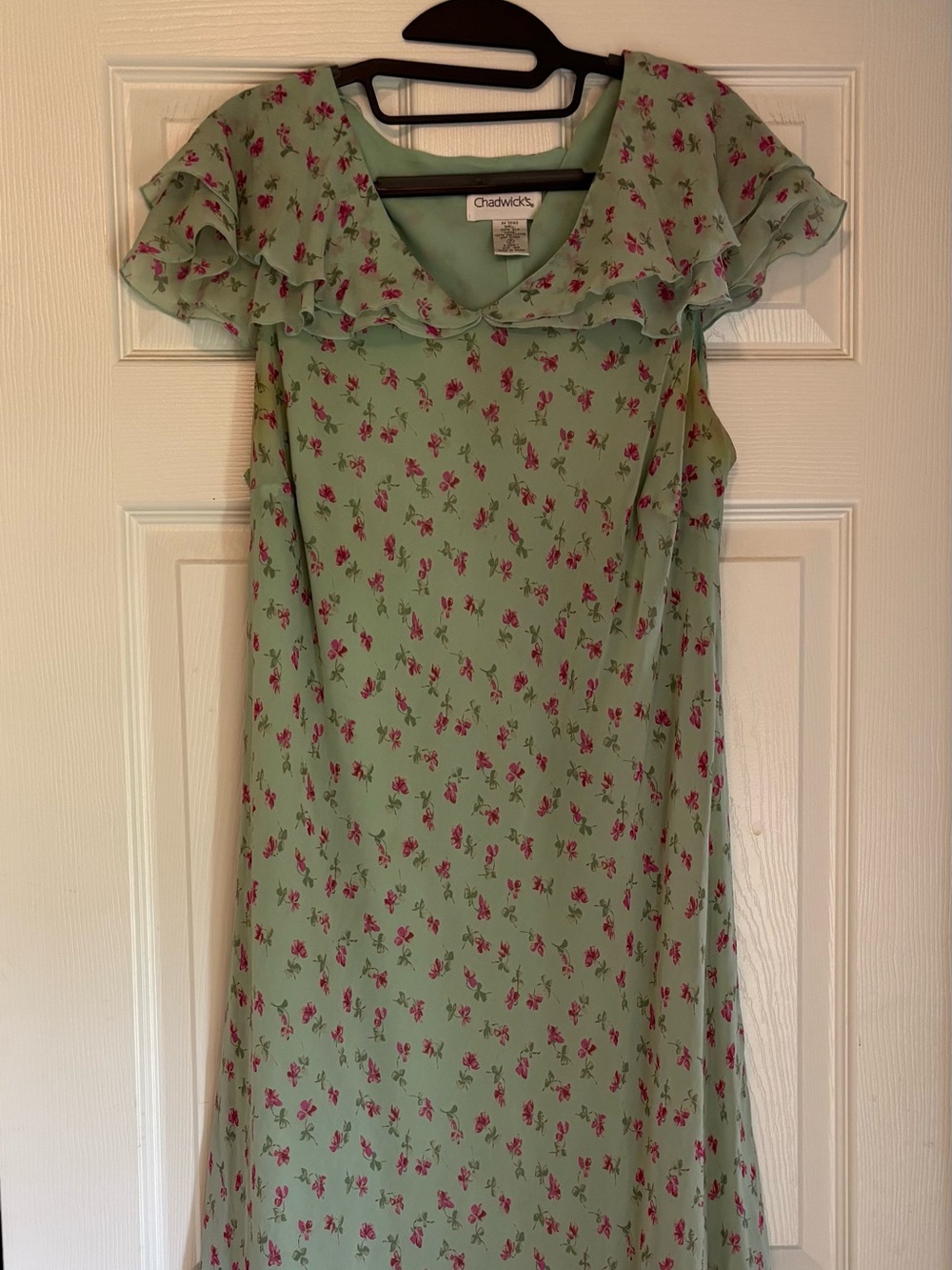 Chadwicks Mint Green Maxi Dress with Pink Floral Print